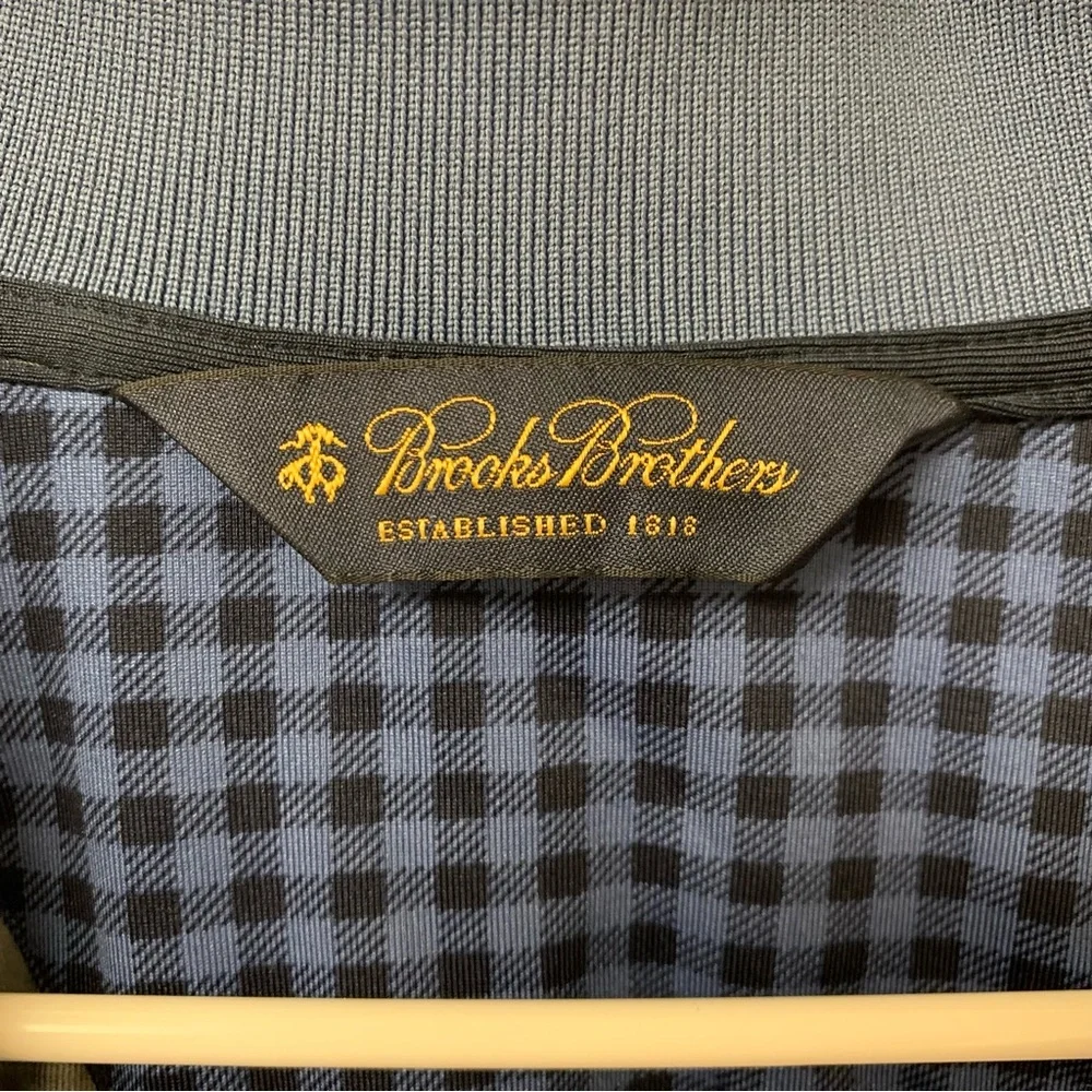 Brooks Brothers Buffalo Plaid Checked Blue Black Polo‎ Size Large